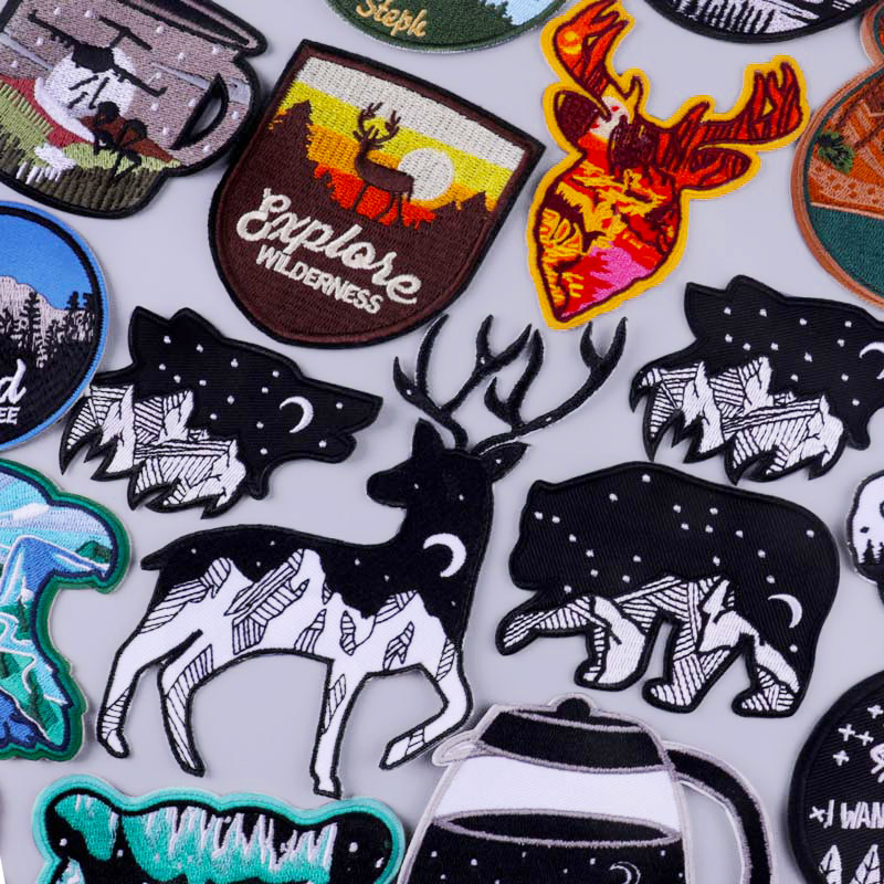 Outdoor Adventure And Travel Show - Deer Patch ผจญภัยแพทช์ปักสำหรับเสื้อผ้าสัตว์เหล็กบนแพทช์เสื้อผ้า Mountain สติกเกอร์กลางแจ้งป้าย